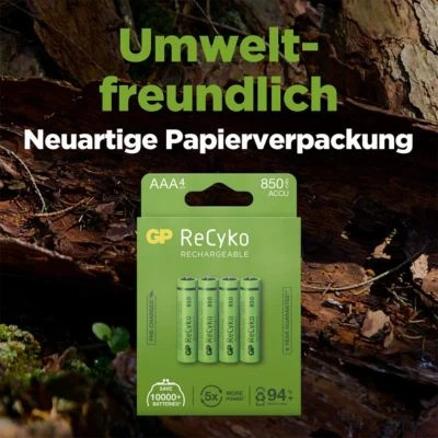 GP Batteries GP ReCyko+ 4-er Blister AAA Micro Akkus, Je 850 MAh NIMH, 1,2 V (ready To Use/vorgeladen) – Bild 3