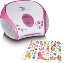 Lenco SCD-24PK Kids - Boombox CD-Player FĂĽr Kinder Mit Radio Und Stickern, Pink