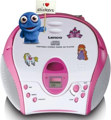 Lenco SCD-24PK Kids - Boombox CD-Player Für Kinder Mit Radio Und Stickern, Pink – Bild 4