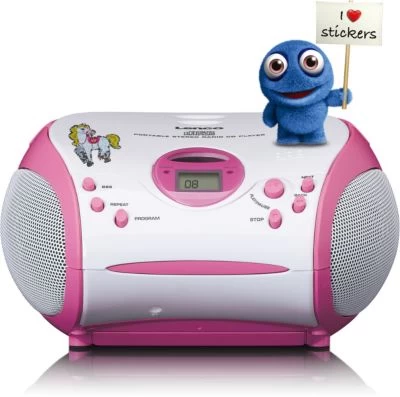 Lenco SCD-24PK Kids - Boombox CD-Player Für Kinder Mit Radio Und Stickern, Pink – Bild 5