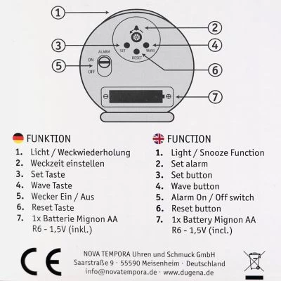 Dugena Funkwecker Silber / Weiß Radiowecker – Bild 2