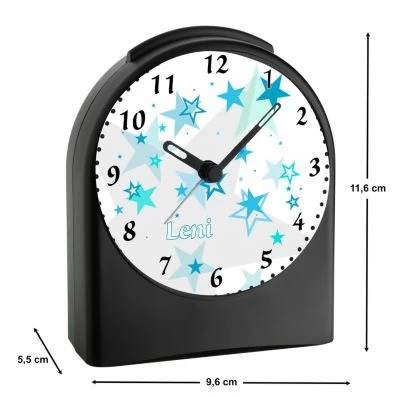 CreaDesign Kinder Funkwecker Personalisiert Mit Namen Sterne Farbe Türkis Atom-/Funkuhr, 12-Stunden-Anzeigeformat, Schlummerfunktion, Nachtlicht, Geräuschlos/Ohne Ticken – Bild 3