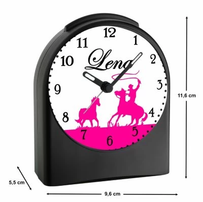 CreaDesign Kinder Funkwecker Personalisiert Mit Namen Cowboy Pferde Atom-/Funkuhr, 12-Stunden-Anzeigeformat, Schlummerfunktion, Nachtlicht, Geräuschlos/Ohne Ticken – Bild 3