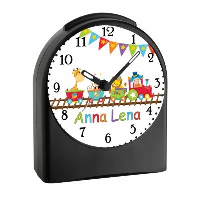 CreaDesign Kinder Funkwecker Personalisiert Mit Namen Zug Atom-/Funkuhr, 12-Stunden-Anzeigeformat, Schlummerfunktion, Nachtlicht, Geräuschlos/Ohne Ticken – Bild 2