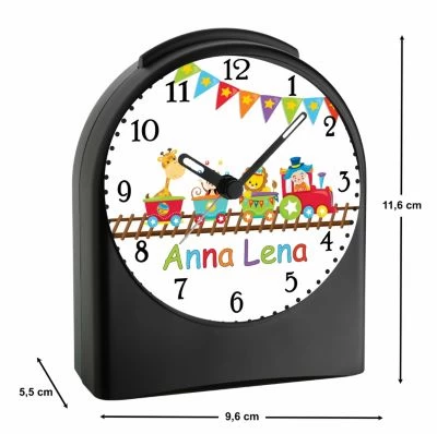 CreaDesign Kinder Funkwecker Personalisiert Mit Namen Zug Atom-/Funkuhr, 12-Stunden-Anzeigeformat, Schlummerfunktion, Nachtlicht, Geräuschlos/Ohne Ticken – Bild 3