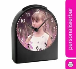 CreaDesign Kinder Funkwecker Personalisiert Mit Bild Mit Wunschbild Atom-/Funkuhr, 12-Stunden-Anzeigeformat, Schlummerfunktion, Nachtlicht, Geräuschlos/Ohne Ticken