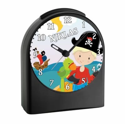 CreaDesign Kinder Funkwecker Personalisiert Mit Namen Pirat Nah Atom-/Funkuhr, 12-Stunden-Anzeigeformat, Schlummerfunktion, Nachtlicht, Geräuschlos/Ohne Ticken – Bild 2