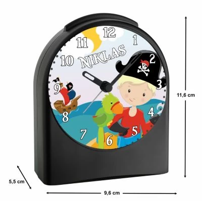 CreaDesign Kinder Funkwecker Personalisiert Mit Namen Pirat Nah Atom-/Funkuhr, 12-Stunden-Anzeigeformat, Schlummerfunktion, Nachtlicht, Geräuschlos/Ohne Ticken – Bild 3