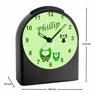 CreaDesign Kinder Funkwecker Personalisiert Mit Namen Eule Atom-/Funkuhr, 12-Stunden-Anzeigeformat, Schlummerfunktion, Nachtlicht, Geräuschlos/Ohne Ticken – Bild 3