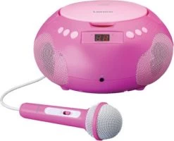 Lenco SCD-620 Pink Kinder-Boombox Mit CD, Mikrofon + Aufkleber