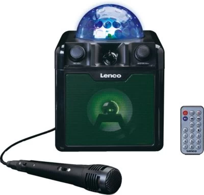 Lenco BTC-055BK - Karaoke-System Mit Bluetooth, Akku, Mikrofon Und Disco-Kugel