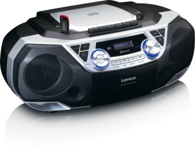Lenco SCD-720SI - XXL Boombox CD/MP3/Kassetten-Player Mit DAB+/FM-Radio, USB, AUX Und Kopfhöreranschluss, Silber – Bild 2