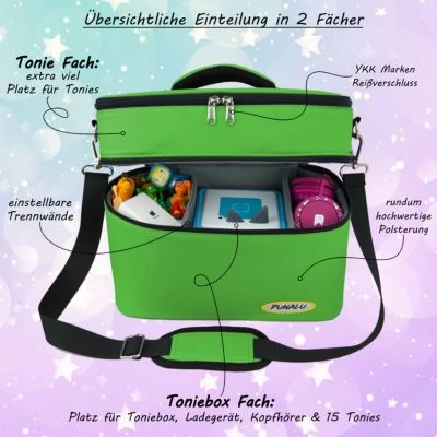 PUNALU Große Tasche Für Toniebox Und Zubehör, Platz Für Ca. 68 Tonies Hörfiguren Toniebox Tasche – Bild 3