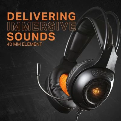 Deltaco LED Stereo-Headset (PC-Gaming, 2 X 3,5 Mm Anschlüsse 40 Mm Orange LED) – Bild 6