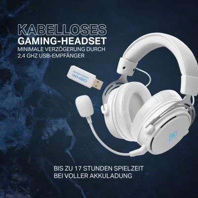 Deltaco WHITE LINE Kabelloses Gaming Headset Kopfhörer 3,5mm-Kabel – Bild 2