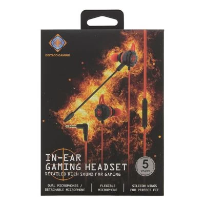 Deltaco In-Ear-Headset (abnehmbares Mikrofon, Doppelmikro, Silikonflügel) – Bild 4