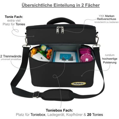PUNALU Große Tasche Für Toniebox Und Zubehör, Platz Für Ca. 68 Tonies Hörfiguren Toniebox Tasche – Bild 2