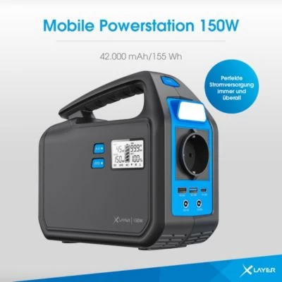 Xlayer Powerstation 150W (Peak 300W) 155Wh USB-C PD Mobil Notstromaggregat – Bild 6