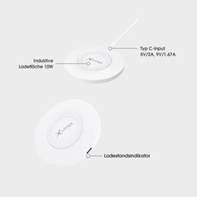 Xlayer WIRELESS LadegerĂ€t Wireless Charging Pad Basic 10W Qi-zertifiziert White â Bild 3