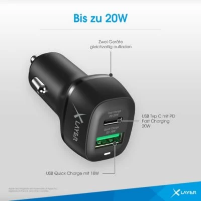 Xlayer WIRELESS : MagFix Pro Magsafe 15W Wireless KFZ Handyhalter Mit USB-C Kabel Und Dual Charger Schnellader Fürs Auto Kompatibel Für IPhone 12/13/14 Schwarz – Bild 6