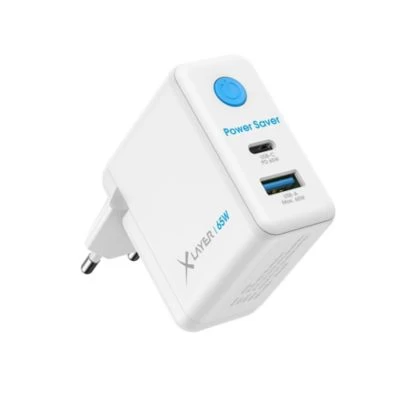 Xlayer CHARGER Power Saver 65W USB-C Mit Strom-Stopp-Funktion Schnellladegerät GaN Technologie Kompatibel Mit MacBook/Pro/Air, IPhone, IPad, Galaxy, Huawei, Xiaomi, Lenovo, Dell Weiß – Bild 2