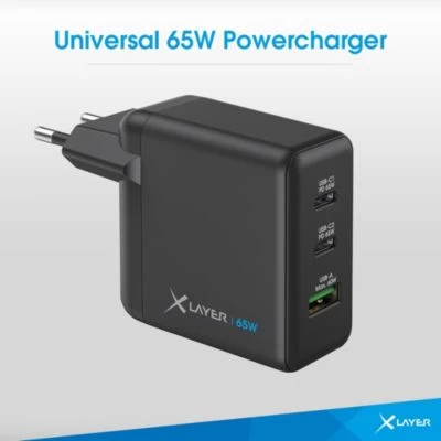 Xlayer CHARGER Powercharger 65W USB-C Schnellladegerät GaN Technologie 3-Port Kompatibel Mit MacBook/Pro/Air, IPhone, IPad, Galaxy, Huawei, Xiaomi, Lenovo, Dell – Bild 2