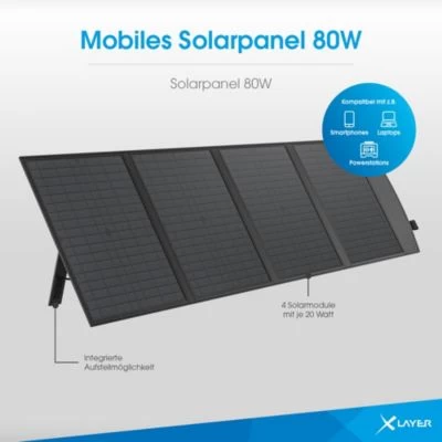 Xlayer CHARGER Solarpanel 80W Faltbar Tragbar Mobile Stromversorgung USB-C Notstrom – Bild 4