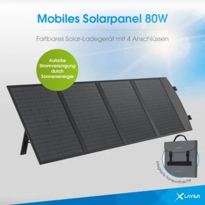 Xlayer CHARGER Solarpanel 80W Faltbar Tragbar Mobile Stromversorgung USB-C Notstrom – Bild 5