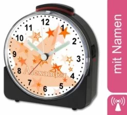 CreaDesign Kinder Funkwecker WeiĂź Personalisiert Mit Namen Sterne