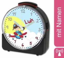 CreaDesign Kinder Funkwecker Weiß Personalisiert Mit Namen Flugzeug