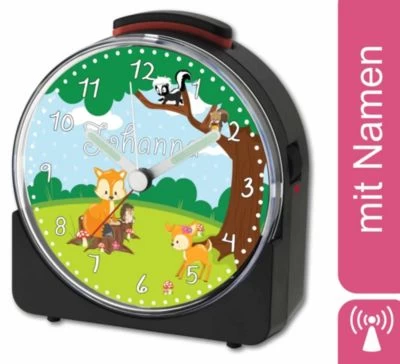 CreaDesign Kinder Funkwecker Weiß Personalisiert Mit Namen Waldtiere