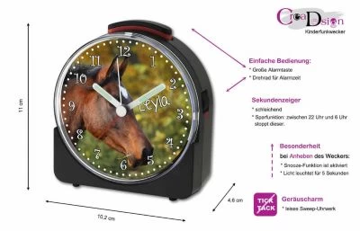 CreaDesign Kinder Funkwecker Weiß Personalisiert Mit Namen Vollblut – Bild 5