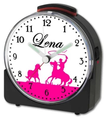 CreaDesign Kinder Funkwecker Weiß Personalisiert Mit Namen Cowboy Pferd – Bild 4
