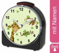 CreaDesign Kinder Funkwecker WeiĂź Personalisiert Mit Namen Giraffe-Affe