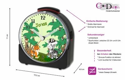 CreaDesign Kinder Funkwecker Weiß Personalisiert Mit Namen Safari-Zebra – Bild 5