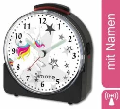 CreaDesign Kinder Funkwecker Weiß Personalisiert Mit Namen Einhorn