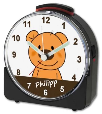 CreaDesign Kinder Funkwecker Weiß Personalisiert Mit Namen Teddy Bär – Bild 3