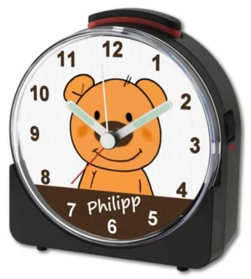 CreaDesign Kinder Funkwecker Weiß Personalisiert Mit Namen Teddy Bär – Bild 4