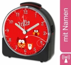CreaDesign Kinder Funkwecker Weiß Personalisiert Mit Namen Eule