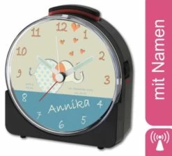 CreaDesign Kinder Funkwecker Weiß Personalisiert Mit Namen Elefant