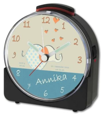 CreaDesign Kinder Funkwecker Weiß Personalisiert Mit Namen Elefant – Bild 3