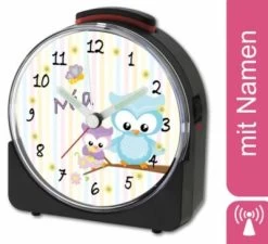 CreaDesign Kinder Funkwecker Weiß Personalisiert Mit Namen Eule Frühling
