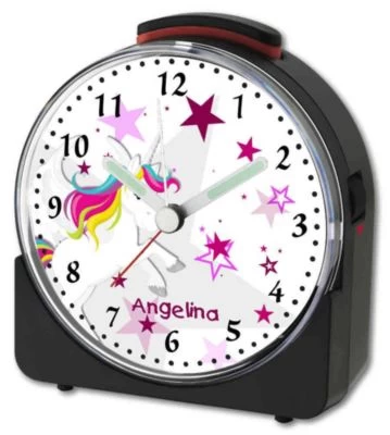 CreaDesign Kinder Funkwecker Weiß Personalisiert Mit Namen Einhorn – Bild 4