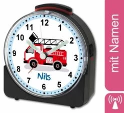CreaDesign Kinder Funkwecker Weiß Personalisiert Mit Namen Feuerwehr