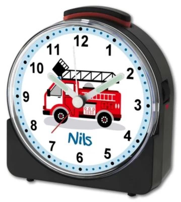 CreaDesign Kinder Funkwecker Weiß Personalisiert Mit Namen Feuerwehr – Bild 3