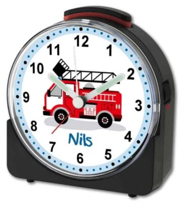 CreaDesign Kinder Funkwecker Weiß Personalisiert Mit Namen Feuerwehr – Bild 4