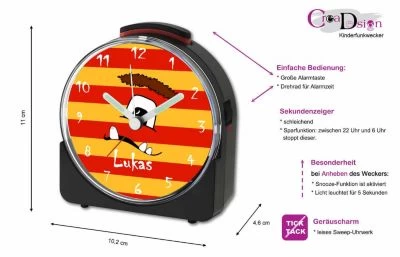 CreaDesign Kinder Funkwecker Weiß Personalisiert Mit Namen Monster – Bild 5