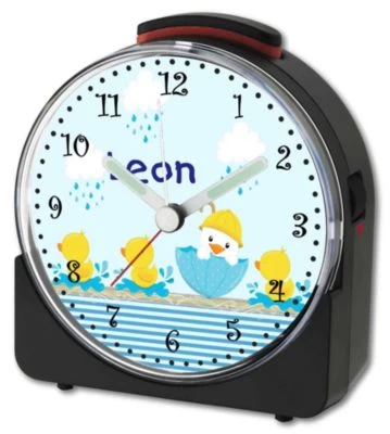 CreaDesign Kinder Funkwecker Weiß Personalisiert Mit Namen Ente – Bild 3
