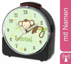 CreaDesign Kinder Funkwecker Weiß Personalisiert Mit Namen Affe Hängend