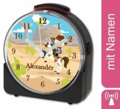 CreaDesign Kinder Funkwecker Weiß Personalisiert Mit Namen Cowboy